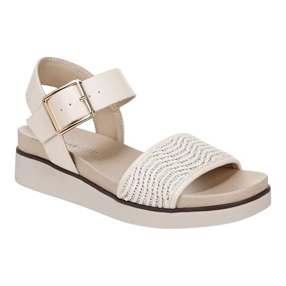 LifeStride Women's Gillian 2 Square Open Toe Platform Sandals Cream Size 7 W - Picture 1 of 4